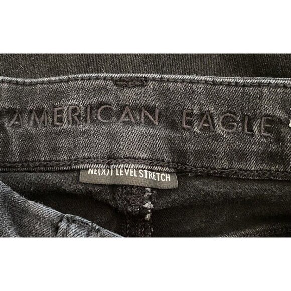 American Eagle Womens Faded Black Distressed Curvy Hi-Rise Jeggings Sz 00 Short - Picture 4 of 6